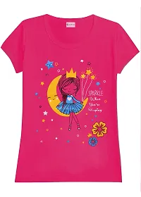 Cute Girls Printed Cotton Round Neck Tshirt pack of 5-thumb4