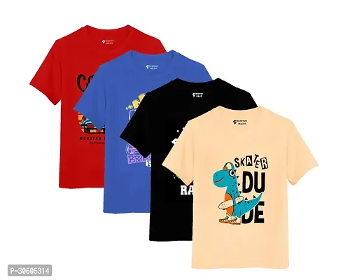 Stylish Cotton Printed T-shirt for Kids Pack of 4