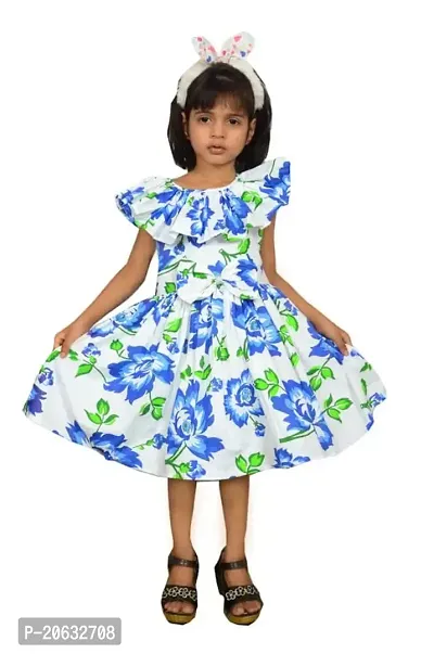 Alina-Enterprises Cotton Printed Girl's Frocks, Comfortable Dress for Kids Girl