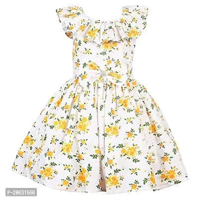 Alina Enterprises Cotton Floral Digital Printed Girl's Frock for Summer-thumb0