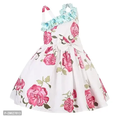 Alina-Enterprises Cotton Printed one Shoulder Frock for Girls-thumb4