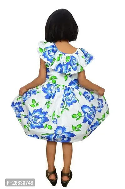 Alina-Enterprises Cotton Printed Girl's Frocks, Comfortable Dress for Girl's Blue-thumb4