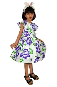 Alina-Enterprises Cotton Printed Girl's Frocks, Comfortable Dress for Kids Girl Purple-thumb1