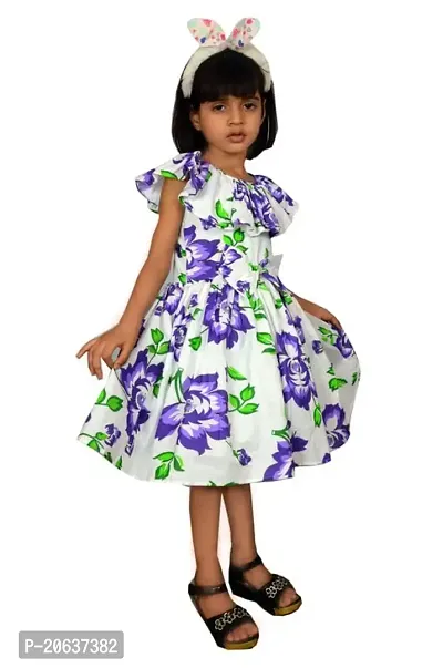 Alina-Enterprises Cotton Printed Girl's Frocks, Comfortable Dress for Kids Girl Purple-thumb2