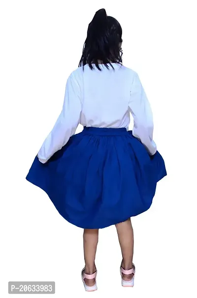 Alina Moda Multi Colored Cotton Floral Print Kids Skirt Casual Skirt for Kids Girls (7-8 Years, Navy Blue)-thumb2