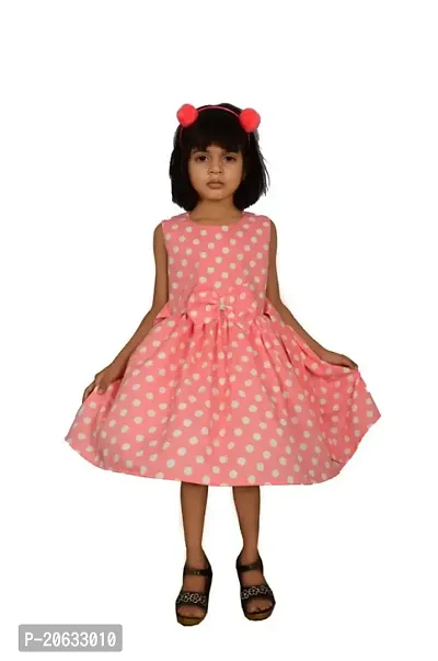 Alina-Enterprises Cotton Printed Girl's Frocks, Comfortable Dress for Girl Kid Pink-thumb0