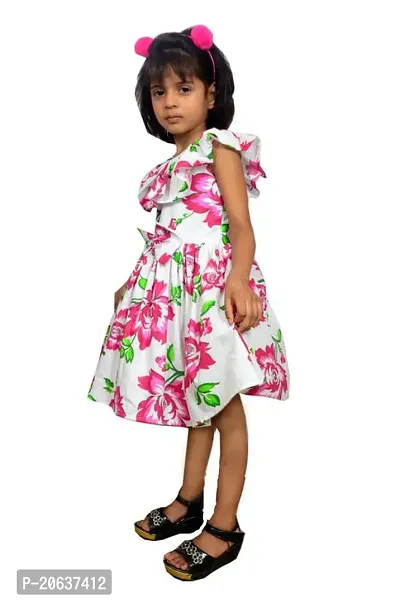 Alina-Enterprises Cotton Printed Girl's Frocks, Comfortable Dress for Kids Girl Pink-thumb3