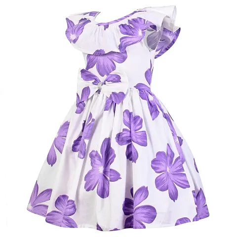 Alina Enterprises Cotton Floral Digital Printed Girl's Frock for Summer