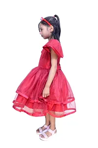 Alina Enterprises Girl Kids Frock Floral Readymade Net with Cotton Flora Beautiful Dress for Kids (3-4 Years, Maroon)-thumb3