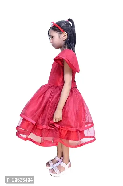 Alina Enterprises Girl Kids Frock Floral Readymade Net with Cotton Flora Beautiful Dress for Kids (3-4 Years, Maroon)-thumb4