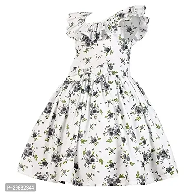 Alina Enterprises Cotton Floral Digital Printed Girl's Frock for Summer (9-10 Years, Black)-thumb3