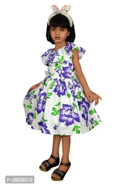 Alina-Enterprises Cotton Printed Girl's Frocks, Comfortable Dress for Girl's Purple-thumb2