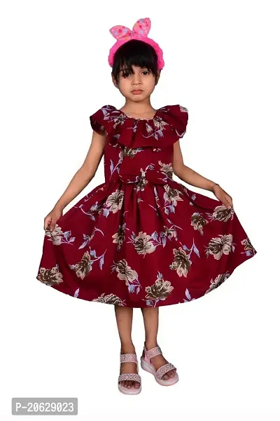 Alina Moda Frock Kids Dress for Baby Girls Age 3 to 12 Years (3-4 Years, Maroon)