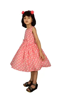 Alina-Enterprises Cotton Printed Girl's Frocks, Comfortable Dress for Girl Kid Pink-thumb1