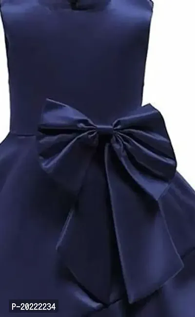 Alina Moda Fabulous  Girl's Knee Length Blue Satin Frocks  Dress-thumb3