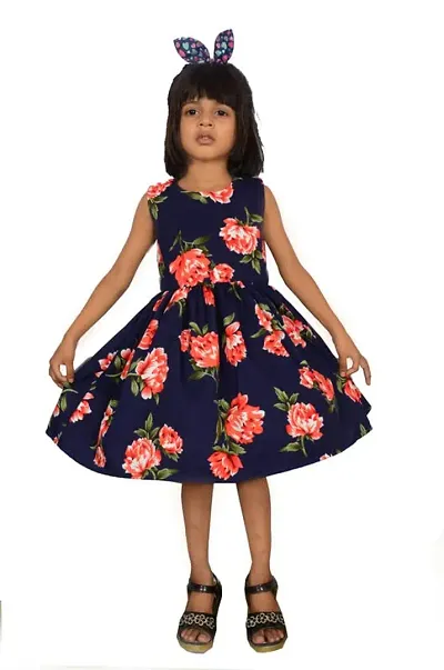 Alina-Enterprises Cotton Printed Girl's Frocks, Comfortable Dress for Girl Kid