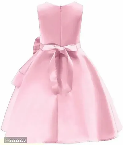 Alina Moda Fabulous  Girl's Knee Length Baby Pink Satin Frocks  Dress-thumb2