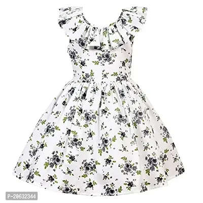 Alina Enterprises Cotton Floral Digital Printed Girl's Frock for Summer (9-10 Years, Black)-thumb5