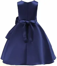 Alina Moda Fabulous  Girl's Knee Length Blue Satin Frocks  Dress-thumb1