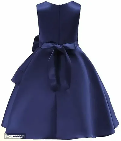 Alina Moda Fabulous  Girl's Knee Length Blue Satin Frocks  Dress-thumb2