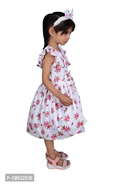 Alina-Enterprises Cotton Printed Girl's Frocks, Comfortable Dress for Girl's Red-thumb2