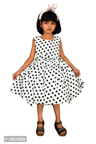 Alina-Enterprises Cotton Printed Girl's Frocks, Comfortable Dress for Girl Kid White