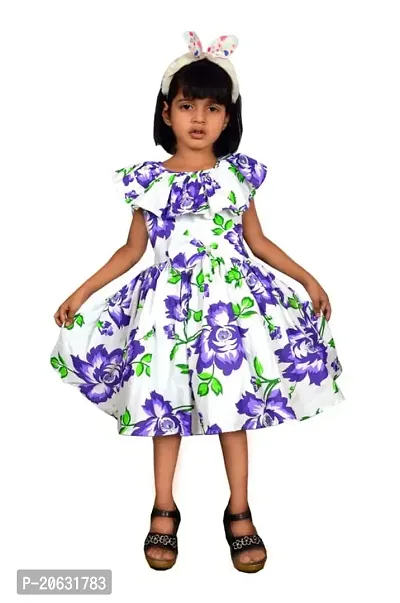 Alina-Enterprises Cotton Printed Girl's Frocks, Comfortable Dress for Kids Girl