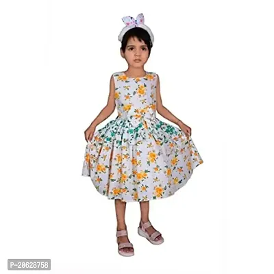 Alina Moda Frock Dress for Kids Girls 3 to 11 Years (Multycolor) with Hair Band Free