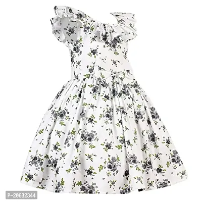 Alina Enterprises Cotton Floral Digital Printed Girl's Frock for Summer (9-10 Years, Black)-thumb4