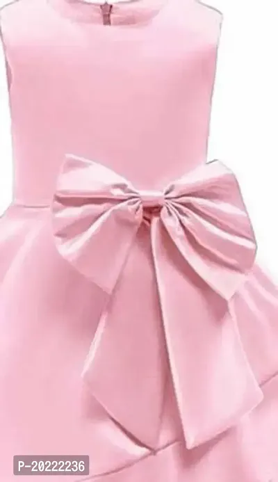 Alina Moda Fabulous  Girl's Knee Length Baby Pink Satin Frocks  Dress-thumb3