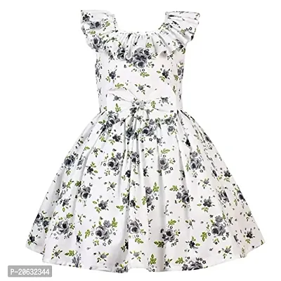 Alina Enterprises Cotton Floral Digital Printed Girl's Frock for Summer (9-10 Years, Black)