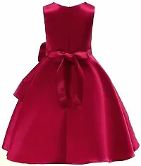 Alina Moda Fabulous  Girl's Knee Length Maroon Satin Frocks  Dress-thumb1