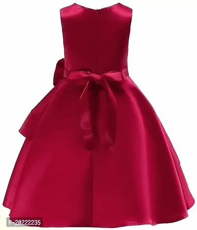 Alina Moda Fabulous  Girl's Knee Length Maroon Satin Frocks  Dress-thumb2