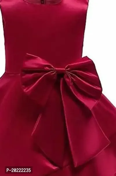 Alina Moda Fabulous  Girl's Knee Length Maroon Satin Frocks  Dress-thumb3