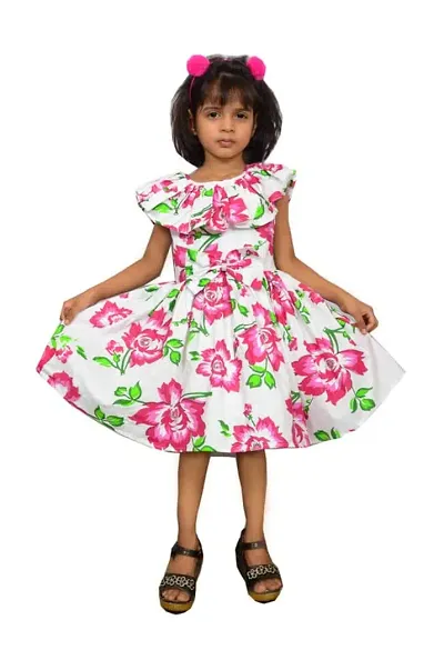 Alina-Enterprises Cotton Printed Girl's Frocks, Comfortable Dress for Kids Girl