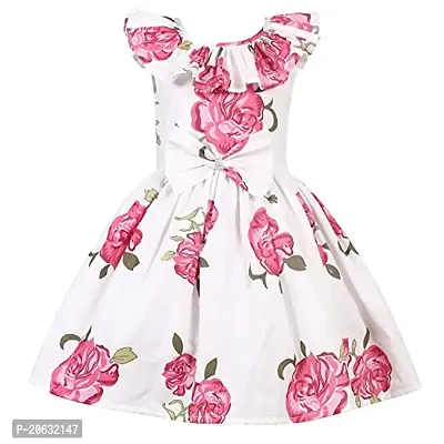 Alina Enterprises Cotton Floral Digital Printed Girl's Frock for Summer