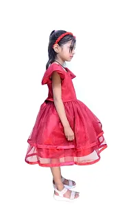 Alina Enterprises Girl Kids Frock Floral Readymade Net with Cotton Flora Beautiful Dress for Kids (3-4 Years, Maroon)-thumb2