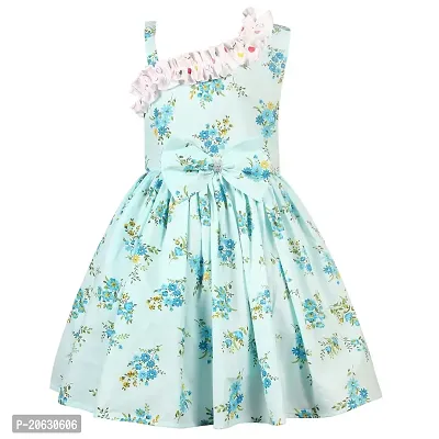 Alina-Enterprises Baby Girls Frocks Dress (9-10 Years, Sky-Blue)