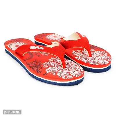 Trendy Red Printed EVA Slippers For Women