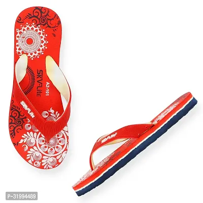 Trendy Red Printed EVA Slippers For Women-thumb4