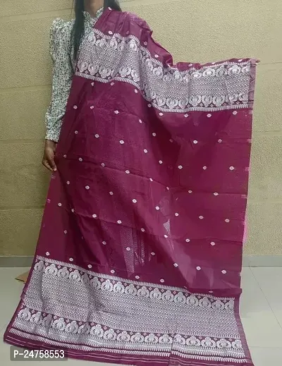 Stylish Cotton Magenta Saree With Blouse Piece-thumb0