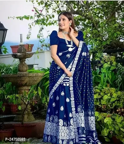 Stylish Art Silk Blue Saree With Blouse Piece-thumb0