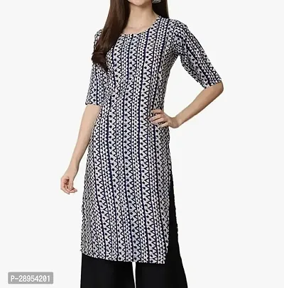 Beautiful Grey Printed Cotton Blend Kurta For Women-thumb0