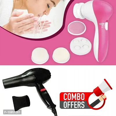 Special Combo Offer  Professional Nv-6130 Hair Dryer+5 In 1 Massager