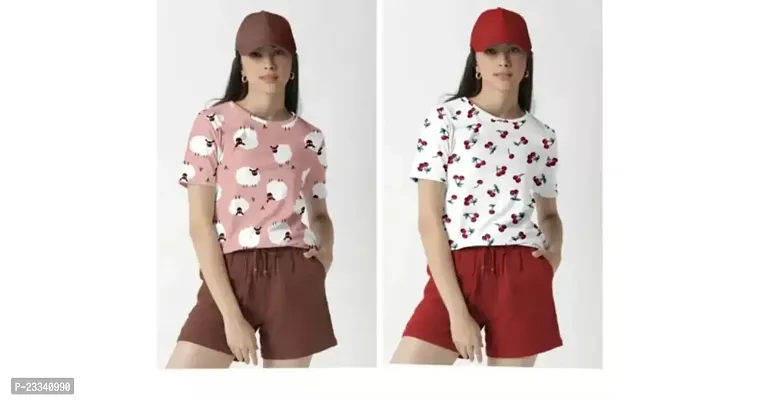 Fancy Lycra Tshirts For Women Pack Of 2
