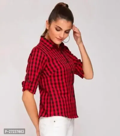Stylist Khadi Cotton Checked Shirt For Women