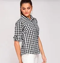 Stylist Khadi Cotton Checked Shirt For Women-thumb1