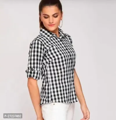 Stylist Khadi Cotton Checked Shirt For Women-thumb2