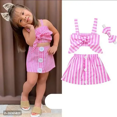 kids top  skirt baby girl pink color-thumb0