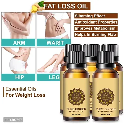 Ginger Essential Oil | Ginger Oil Fat Loss | Beauty Fat Burner Fat loss fat go slimming weight loss body fitness oil Shape Up Slimming Oil For Stomach, Hips  Thigh (40ML) (PACK OF 5)